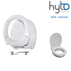 HYTO SAN Toilettensitz Inkl. Deckel, Komplett Inkl. Edelstahlscharnier Zur Sicheren Montage, Sitz Für Reinigung Hochschwenkbar Oder Komplett Abnehmbar, Bis 140kg