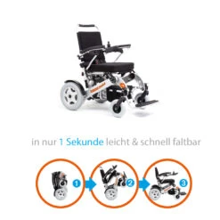MIETEN = Elektro-Rollstuhl Immer-mobil 140 HMV, 6 Km/h, Faltbar, Leicht, Robust + Alltagstauglich, Inkl. Zwei Akkus Li-Ion Cell Für Mehr Reichweite, Vollgummireifen Pannensicher, Bis 140kg -Coloplast Verkaufsgeschäft immer mobil 140 02
