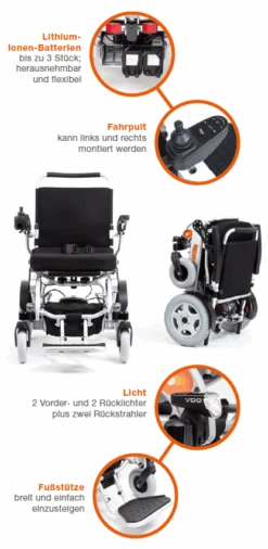 MIETEN = Elektro-Rollstuhl Immer-mobil 140 HMV, 6 Km/h, Faltbar, Leicht, Robust + Alltagstauglich, Inkl. Zwei Akkus Li-Ion Cell Für Mehr Reichweite, Vollgummireifen Pannensicher, Bis 140kg -Coloplast Verkaufsgeschäft immer mobil 140 02