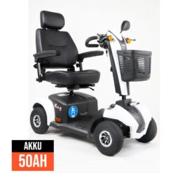 Pride Kolja HMV Elektromobil, ÖPNV Scooter 6 Km/h, Weiss, Deltalenker Und Kapitänssitz, 50Ah Akku, Bis 160kg