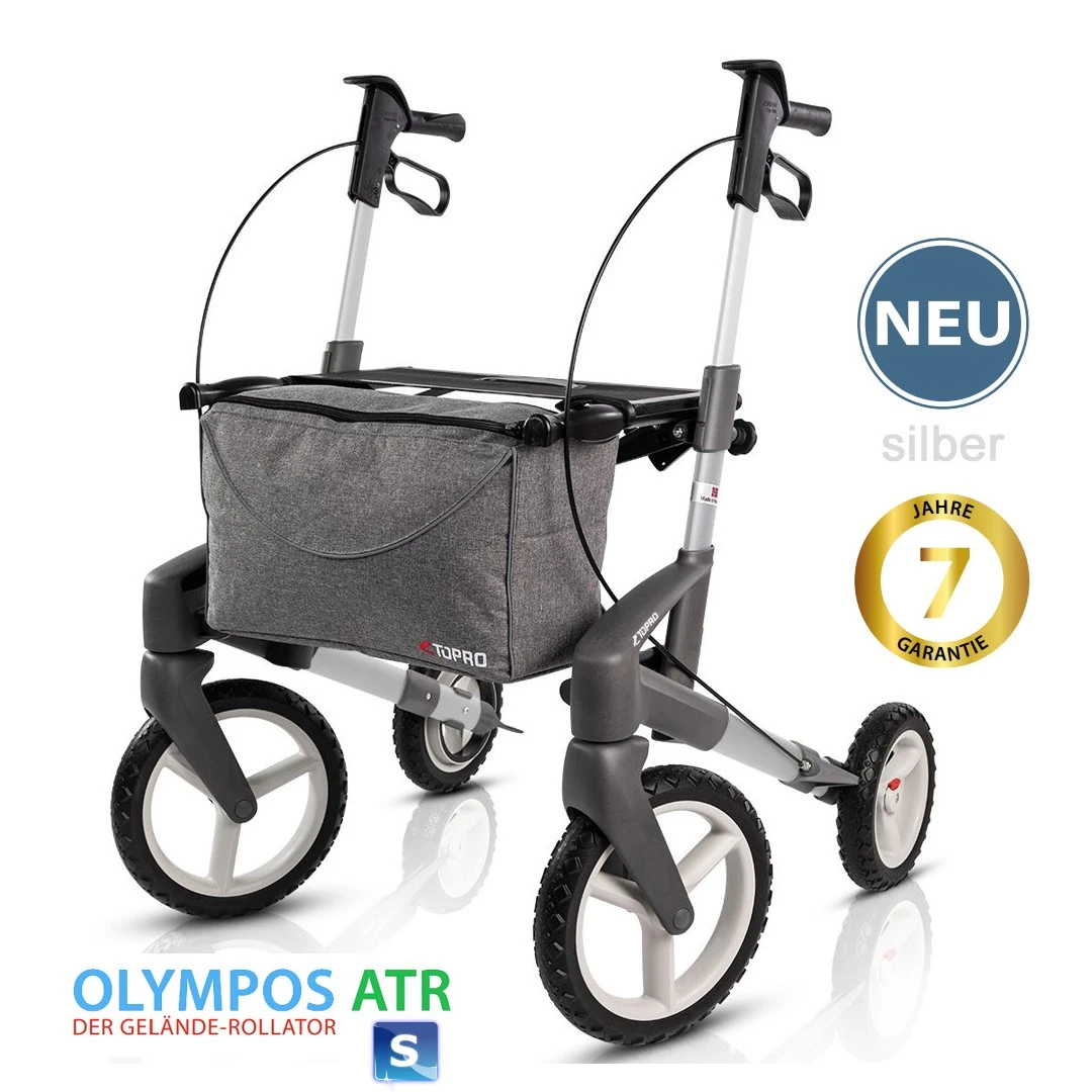 TOPRO Olympos ATR Rollator, S (Benutzergröße140–170 Cm), Silber, Mit Offroad-Räder, Der Outdoor Rollator, Faltbar, Leichtgewicht, Bis 150kg 3 TOPRO Olympos ATR Rollator, S (Benutzergröße140–170 Cm), Silber, Mit Offroad-Räder, Der Outdoor Rollator, Faltbar, Leichtgewicht, Bis 150kg