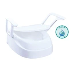 Smart Fix, TSE, Biomaster Protected SilverLine, Toilettensitzerhöhung Mit Armlehnen 8, 12 Oder 15cm Einstellbar, Bis 120kg, Smartfix Schnellmontage