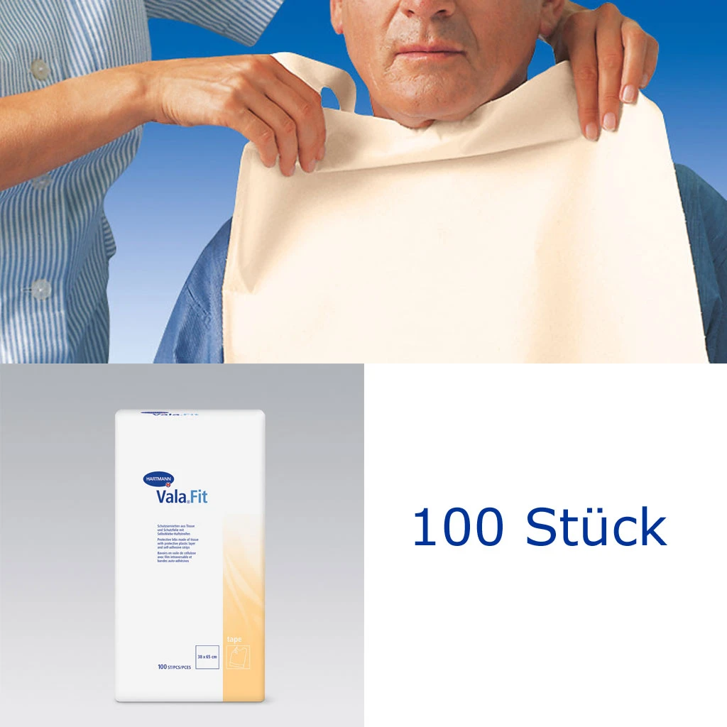 Hartmann ValaFit Tape Schutzservietten 38 X 65 Cm, Aus Tissue Und Schutzfolie, (P=100) Mit Selbsthaftender Klebeleiste Zur Einfachen Und Schnellen Befestigung An Der Kleidung 3 Hartmann ValaFit Tape Schutzservietten 38 X 65 Cm, Aus Tissue Und Schutzfolie, (P=100) Mit Selbsthaftender Klebeleiste Zur Einfachen Und Schnellen Befestigung An Der Kleidung