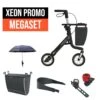 Xeon Carbon Rollator Promo Set, Ultra Leichtgewichts Rollator, Aktion = Stoßabsorbierende PUR-Softräder + Rollatorklingel + LED Licht + Gepolsterter Komfortrückengurt + Rollatorschirm Mit Multifunktionsarm + Clip-Tasche -Coloplast Verkaufsgeschäft xeon promo pur set